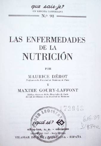 Las enfermedades de la nutrición