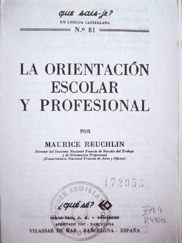 La orientación escolar y profesional