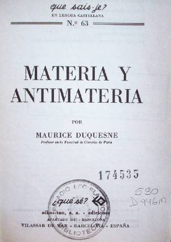 Materia y antimateria