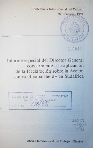 Informe especial del Director General concerniente a la aplicación de la Declaración sobre la acción contra el "apartheid" en Sudáfrica