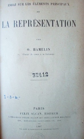 Essai sur les elements principaux de la représentation