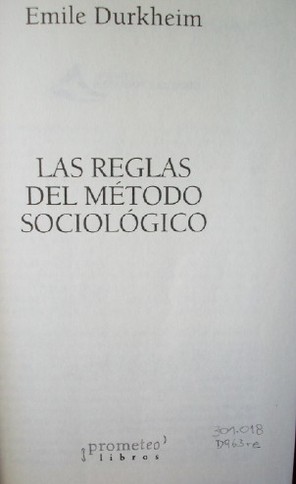 Las reglas del método sociológico