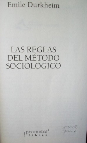 Las reglas del método sociológico