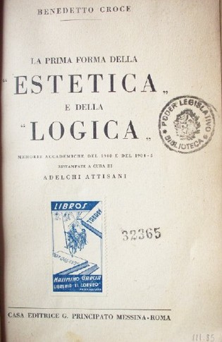 La prima forma della estética e della lógica  : memorie accademiche del 1900 e del 1900-5