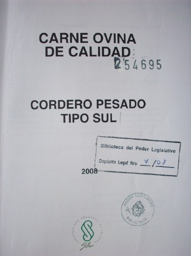 Carne ovina de calidad : cordero  pesado tipo sul