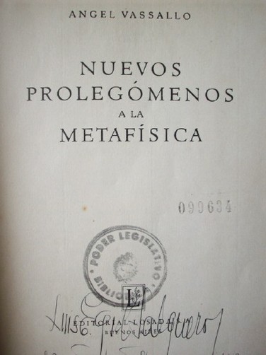 Nuevos prolegómenos a la metafísica