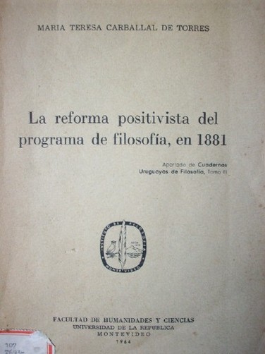 La reforma positivista del programa de filosofía, en 1881
