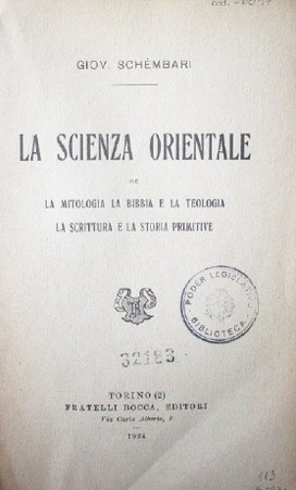 La scienza orientale ne la mitología la bibbia e la teologia, la escritura e la storia primitive