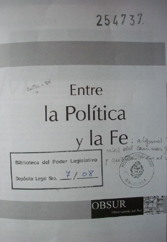 Entre la política y la fe : algunos testimonios del caminar político y cristiano en el Uruguay