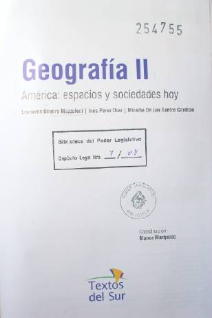 Geografía II : américa : espacios y sociedades hoy
