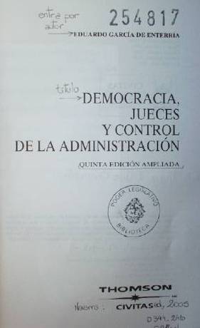 Democracia, jueces y control de la administración