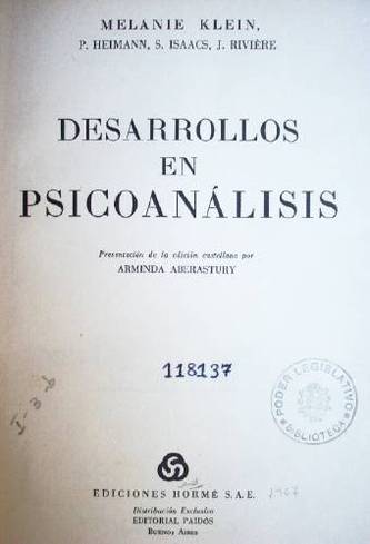 Desarrollos en psicoanálisis