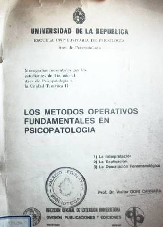 Los métodos operativos fundamentales en psicopatología