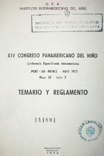 Temario y reglamento : XIV Congreso Panamericano del Niño