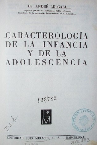 Caracterología de la infancia y de la adolescencia