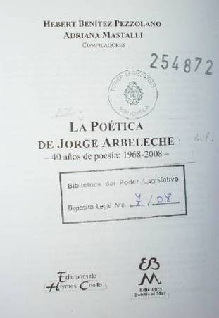 La poética de Jorge Arbeleche  : 40 años de poesía : 1968-2008