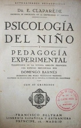 Psicología del niño y pedagogía experimental