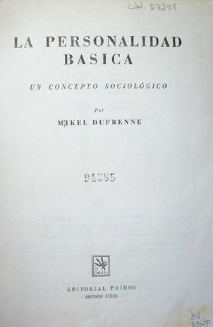 La personalidad básica : un concepto sociológico