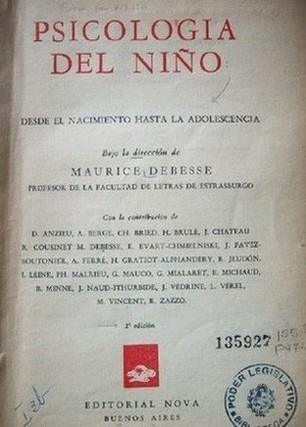 Psicología del niño : desde el nacimiento hasta la adolescencia