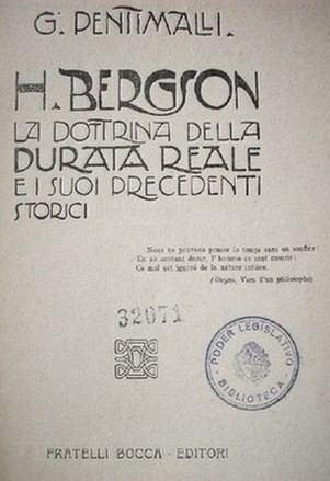 H. Bergson : La dottrina della durata reale ei suoi precedenti storici