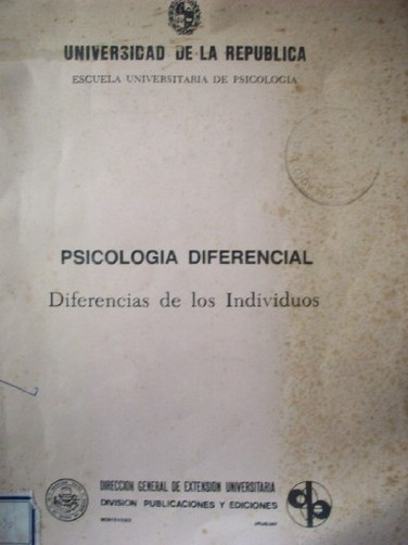 Psicología diferencial : diferencias de los individuos