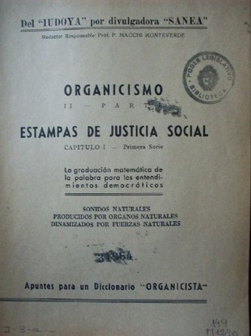 Organicismo : estampas de justicia social : apuntes para un diccionario organicista