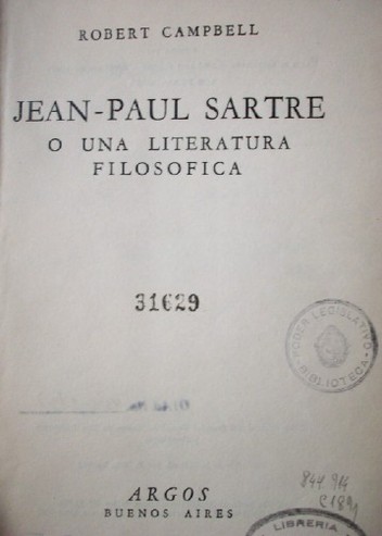 Jean-Paul Sartre o una literatura filosófica