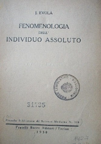 Fenomenología dell' individuo assoluto