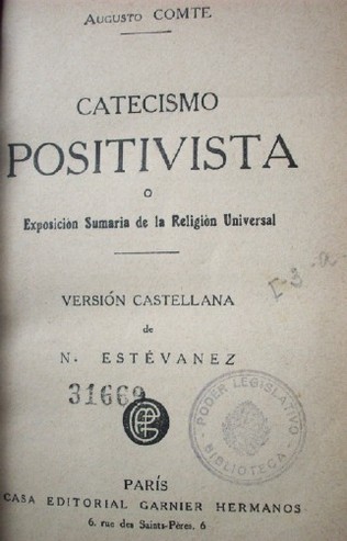 Catecismo Positivista o exposición sumaria de la Religión universal