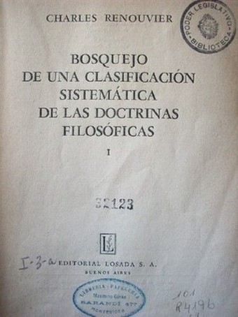 Bosquejo de una clasificación sistemática de las doctrinas filosóficas