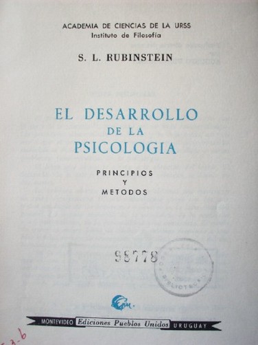 El desarrollo de la psicología : principios y métodos