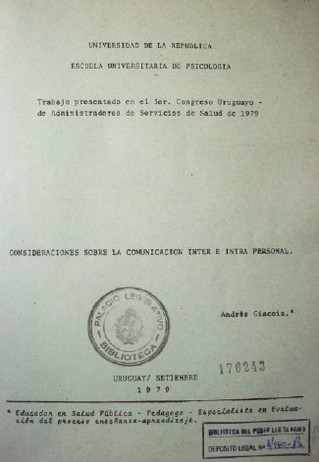 Consideraciones sobre la comunicación inter e intra personal