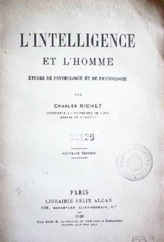 L'intelligence et l'homme : études de psychologie et de physiologie