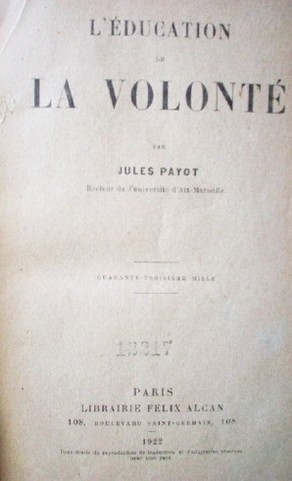L'education de la volonté
