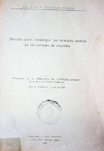 Método para investigar los términos medios en los tiempos de reacción