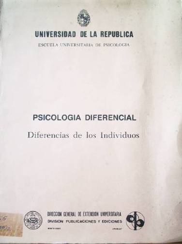 Psicología diferencial : diferencias de los individuos