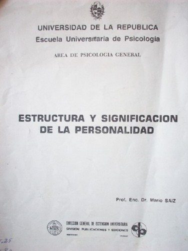 Estructura y significación de la personalidad