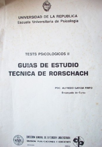 Guias de estudio : técnica de Rorschach