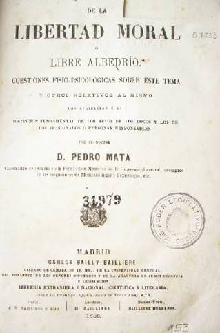De la libertad moral ó libre albedrío