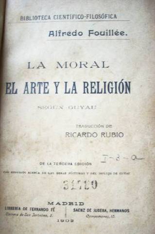 La moral,  el arte y la religión según Guyau