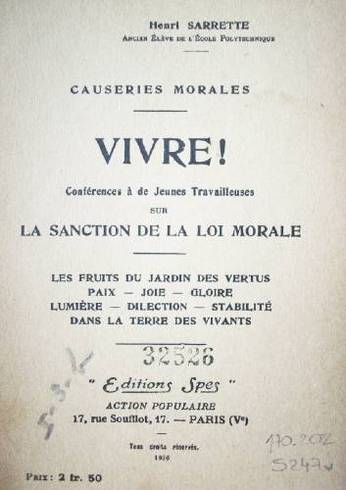 Vivre! : causeries morales