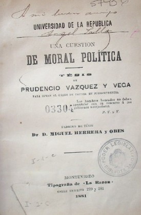 Una cuestión de moral política