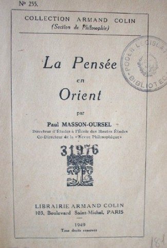 La Pensée en Orient