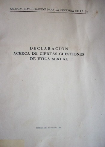 Declaración acerca de ciertas cuestiones de ética sexual