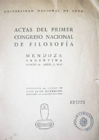 Actas del primer congreso nacional de filosofía