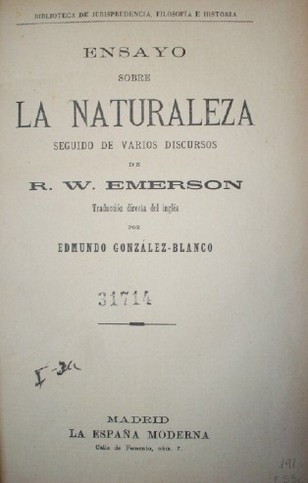 Ensayo sobre la naturaleza : seguido de varios discursos