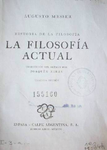 Historia de la filsofía : La filosofia actual