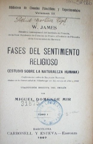 Fases del sentimiento religioso (estudio sobre la naturaleza humana)