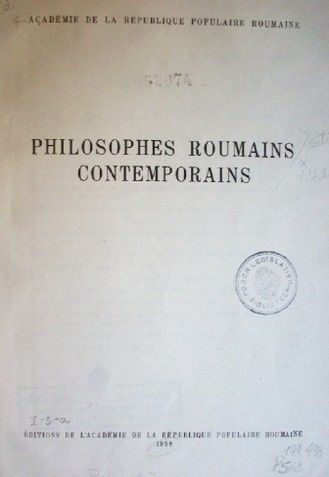 Philosophes roumains contemporains