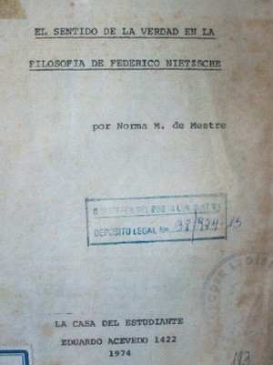 El sentido de la verdad en la filosofía  de Federico Nietzsche